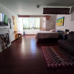 een woonkamer met een bed en een bank bij Estudio21centro in Arica