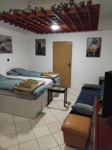 a room with two beds and a tv in it at Apartman Buco in Livno