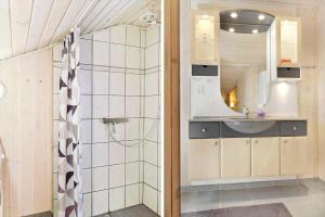 a bathroom with a shower and a sink at 862-Thisted-Nordsovej-162 in Thisted +20 photos