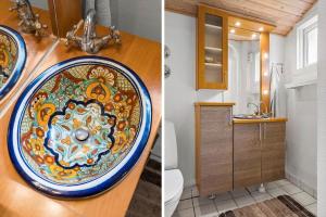 due foto di un bagno con lavandino e WC di 873-Thisted-Blamunkevej-67 a Thisted Altre 18 foto