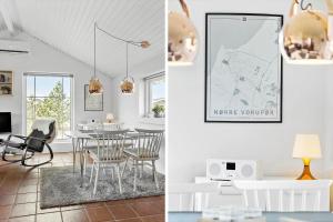 ein Esszimmer und ein Wohnzimmer mit einem Tisch und Stühlen in der Unterkunft 760 Thisted - Pighvarvej 30 in Thisted