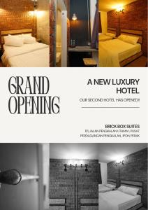 deux photos d'une chambre d'hôtel avec deux lits dans l'établissement Brick Box Hotel - Riverside, à Ipoh