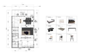 a floor plan of a house with furniture at Hoshiyado Higashikawa in Higashikawa