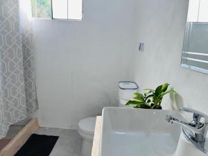 a bathroom with a toilet and a sink and a tub at Casa Playa Blanca in Progreso