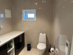 ein Badezimmer mit Toilette und Waschbecken und einem Fenster in der Unterkunft 4 star holiday home in Eidsvåg in Eidsvåg + 20 Fotos