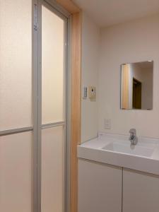 a bathroom with a sink and a mirror at hotel LUNA STELLA in Sendai +26 photos