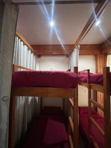 a bedroom with two bunk beds in a cabin at Dadhwal Zostel in Dharmsāla