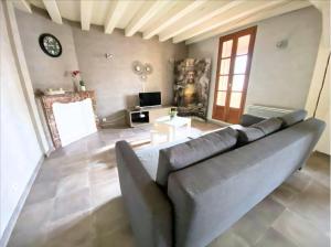 a living room with a couch and a television at Appartement plein centre wifi terrasse in Avignon +5 photos