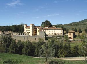 un gran edificio sentado en la parte superior de un campo verde en Agriturismo I Bonsi en Reggello