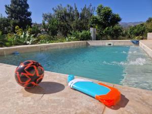 a pool with a ball and a toy in the water at House with a heated pool for your exclusive use in Santa Brígida +56 photos