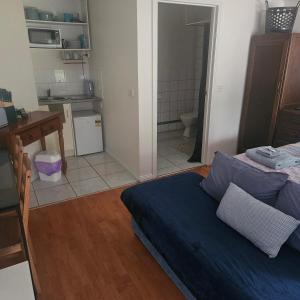 een kamer met een bed, een keuken en een badkamer bij Fauna Australia Wildlife Experience in Lavers Hill