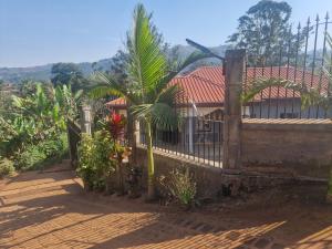 een huis met een hek en een palmboom bij Villa Valentine in Bana