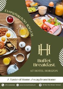 een tafel vol ontbijtproducten en drankjes bij Menua by Horizon Hotels, Yerevan in Jerevan
