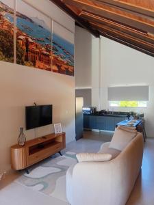 un salon avec un canapé et une télévision dans l'établissement Loft Nápoles, à Santa Teresa