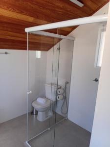 une salle de bain avec WC et cabine de douche en verre dans l'établissement Loft Nápoles, à Santa Teresa 8 autres photos