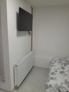 een slaapkamer met een bed en een tv aan de muur bij Tin-Nik Apartments in Kruševo