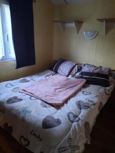 En eller flere senge i et værelse på Mobil home 2 à 6 personnes besse-et-st anastaise + 1 billede