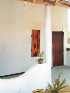 a room in a house with a door and a plant at Fr Resort in Arugam Bay