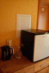 een magnetron op een aanrecht bij Pension Zum Waldrand in Sinsheim