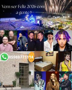 een collage van foto's van mensen met vuurwerk bij Pousada Sol de Iracema PROXIMO A FESTA DE REVEILLON in Fortaleza