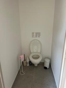a small bathroom with a toilet in a stall at Reinettes in Mulsanne