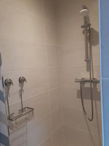 a bathroom with a shower with a shower head at Reinettes - 2 in Mulsanne