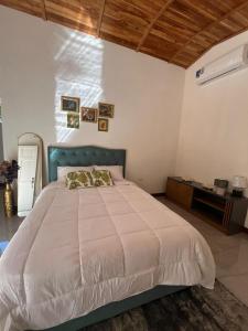 een slaapkamer met een groot bed in een kamer bij Villa Republik in Parrita