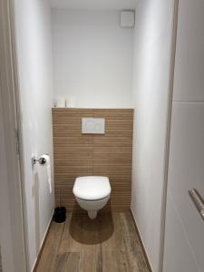 een kleine badkamer met toilet en douche bij Studio in Amblagnieu