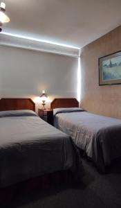 een hotelkamer met twee bedden en een lamp bij Hotel Thayer in Santiago