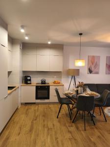 Kuchyň nebo kuchyňský kout v ubytování Apartament Wysoka