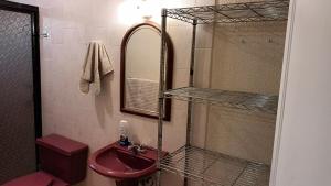 维多利亚城Residencia completa 2 recamaras para 4 con cochera的带水槽和带镜子的淋浴的浴室