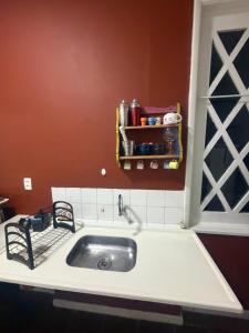 - un comptoir de cuisine avec évier et étagère dans l'établissement Casa Paraíso Verde, à Petrópolis 85 autres photos