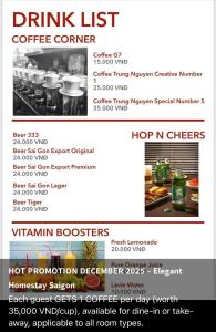 Nápoje v ubytování Elegant Homestay Saigon