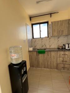 a kitchen with a sink and a counter top at Lora's Haven Homes - Kikuyu Studio in Rungiri