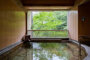 ein Wasserbecken in einem Raum mit Fenster in der Unterkunft Hotel Miyama in Chichibu