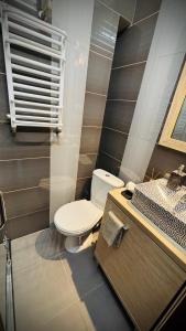 een badkamer met toilet en wastafel bij CitiMarina56 in Brodnica +9 foto's