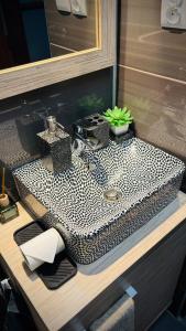 een wastafel op een aanrecht met bij CitiMarina56 in Brodnica