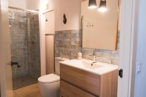 ein Badezimmer mit Waschbecken, Toilette und Dusche in der Unterkunft Casa súper acollidora completament reformada in Saldet + 42 Fotos