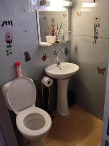 a bathroom with a toilet and a sink at Charmant appart in Fort-de-France +25 photos
