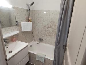 ein Badezimmer mit Badewanne, Waschbecken und Dusche in der Unterkunft Nart & Niar in Annemasse + 12 Fotos