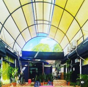 a building with a domed ceiling with plants in it at Hotel KAMELLON in Estación El Salto