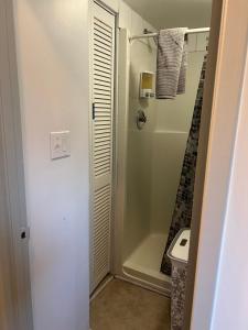 a bathroom with a shower and a bath tub at Tofino Paddlers Inn in Tofino +28 photos