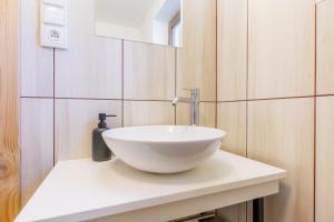 a bathroom with a white bowl sink on a counter at Apartmány U Hešů in Horní Lipka +4 photos