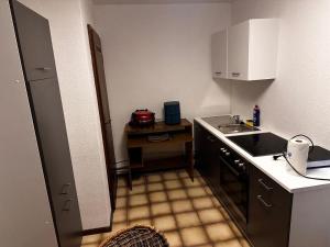a small kitchen with a sink and a stove at Dortmund Brackel Wohnung in Dortmund