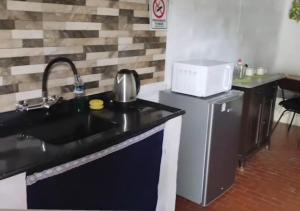 a kitchen with a sink and a microwave at Ruma in Bella Unión +2 photos