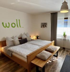 En eller flere senge i et værelse på Ferienhaus, 83qm, 2 Schlafzimmer