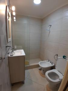 a bathroom with a toilet and a sink at Vane Bravo in Mar del Plata