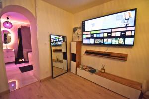 TV a/nebo společenská místnost v ubytování Le Sanctuaire Hirson, Spa Privatif, Sauna