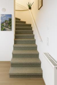 een trap in een huis met een potplant bij Maisonette am Burg in Möckmühl