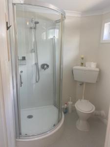 ein Badezimmer mit Dusche und Toilette in der Unterkunft Milberry House in Picton